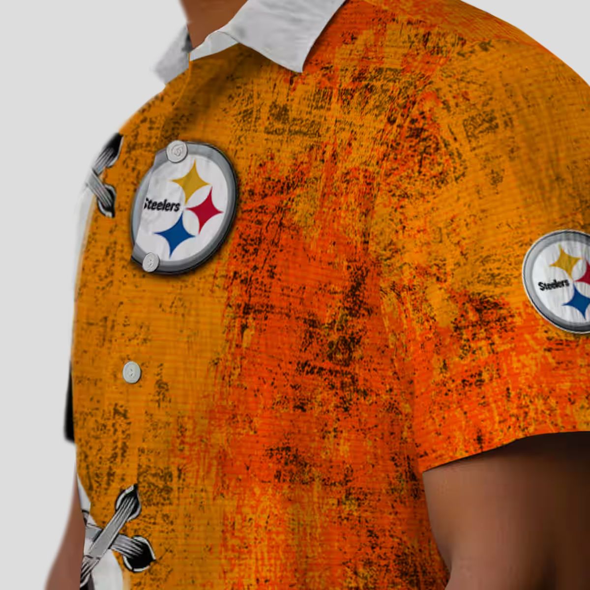Pittsburgh Steelers Custom Hawaiian Shirt, Edgy Gold & White Tropical Design for NFL Fans