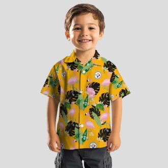 Pittsburgh Steelers Flamingo Leaf Print Hawaiian Shirt, Summer Beach Outfit for Fans