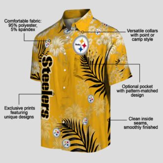 Pittsburgh Steelers Floral Aloha Hawaiian Shirt, Gold Hibiscus Print Summer Outfit