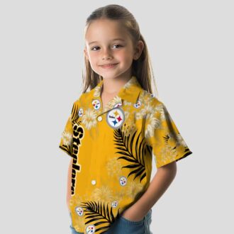 Pittsburgh Steelers Floral Aloha Hawaiian Shirt, Gold Hibiscus Print Summer Outfit