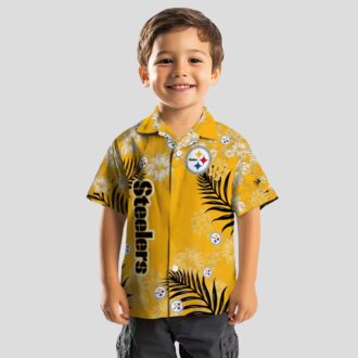 Pittsburgh Steelers Floral Aloha Hawaiian Shirt, Gold Hibiscus Print Summer Outfit