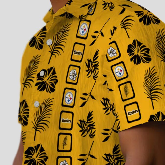 Pittsburgh Steelers Floral Gold Hawaiian Shirt, Beach Summer Outfit