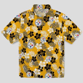 Pittsburgh Steelers Floral Gold Hawaiian Shirt, Limited Edition Aloha Shirt for NFL Fans