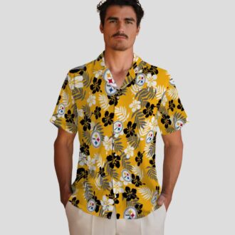 Pittsburgh Steelers Floral Gold Hawaiian Shirt, Limited Edition Aloha Shirt for NFL Fans