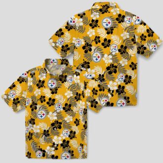 Pittsburgh Steelers Floral Gold Hawaiian Shirt, Limited Edition Aloha Shirt for NFL Fans