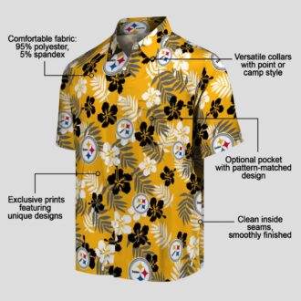 Pittsburgh Steelers Floral Gold Hawaiian Shirt, Limited Edition Aloha Shirt for NFL Fans
