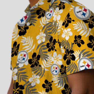 Pittsburgh Steelers Floral Gold Hawaiian Shirt, Limited Edition Aloha Shirt for NFL Fans