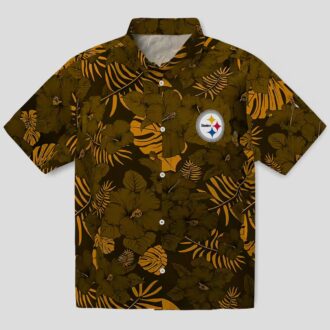 Pittsburgh Steelers Game Day Hawaiian Shirt, Jungle Vibes Gold Summer Outfit