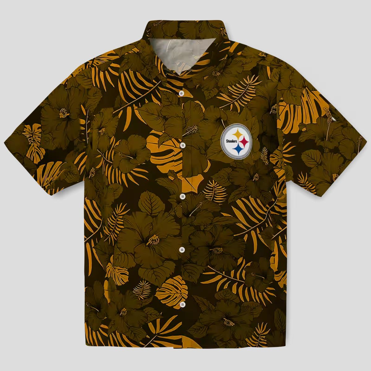 Pittsburgh Steelers Game Day Hawaiian Shirt, Jungle Vibes Gold Summer Outfit