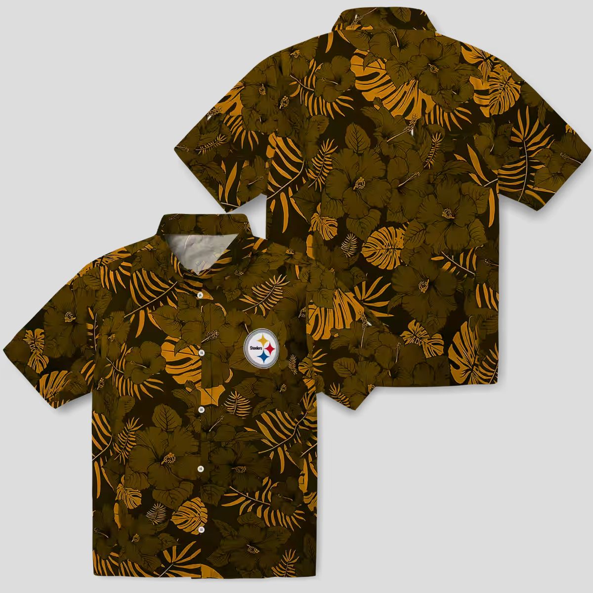 Pittsburgh Steelers Game Day Hawaiian Shirt, Jungle Vibes Gold Summer Outfit