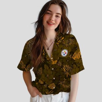 Pittsburgh Steelers Game Day Hawaiian Shirt, Jungle Vibes Gold Summer Outfit