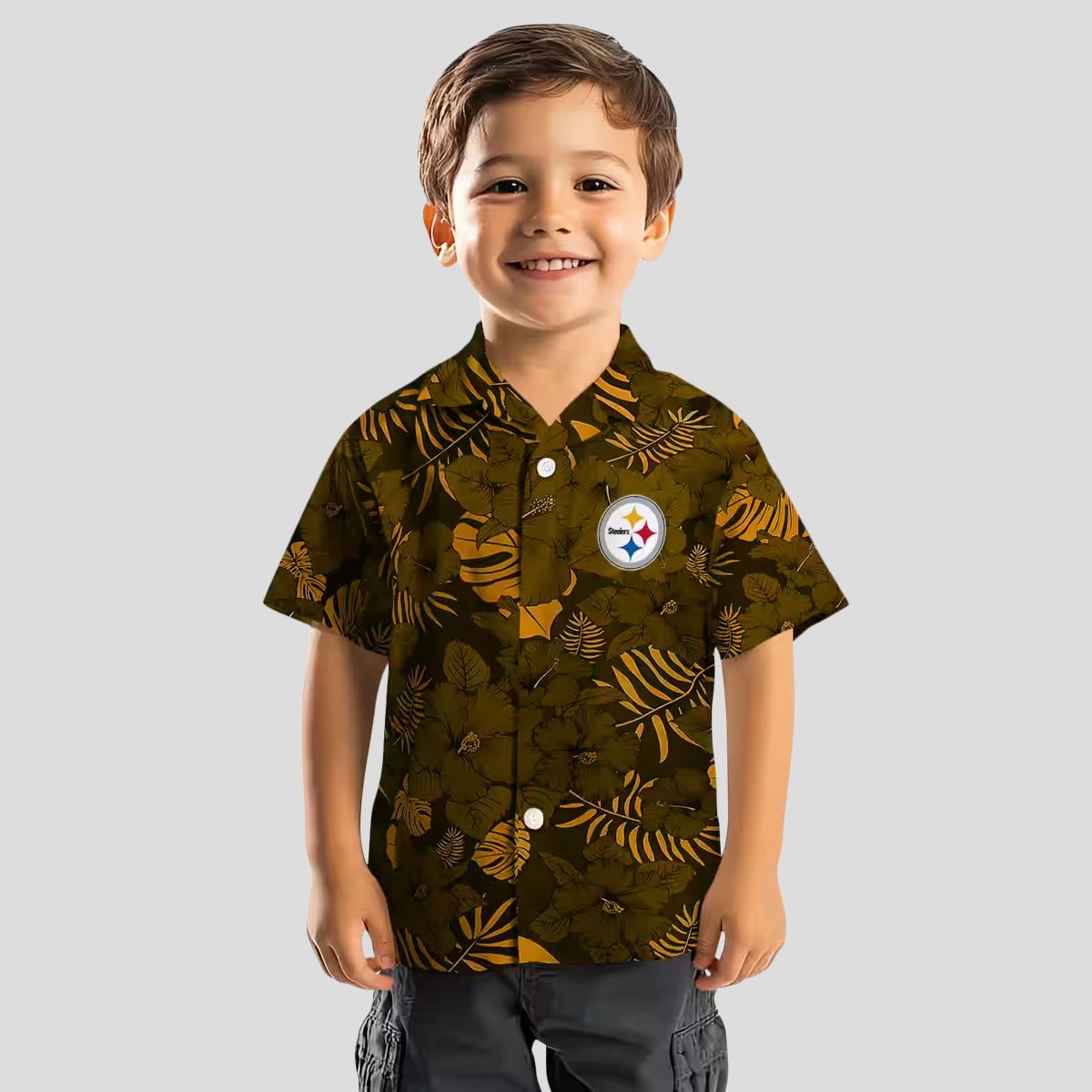 Pittsburgh Steelers Game Day Hawaiian Shirt, Jungle Vibes Gold Summer Outfit