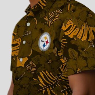 Pittsburgh Steelers Game Day Hawaiian Shirt, Jungle Vibes Gold Summer Outfit