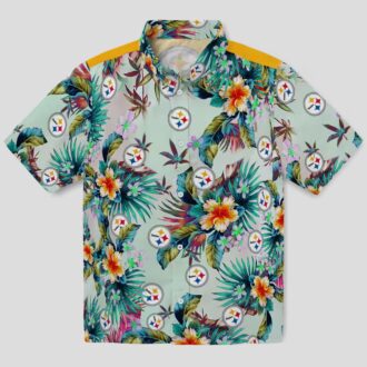 Pittsburgh Steelers Green Foliage Shirt, Tropical NFL Hawaiian Aloha for Game Day & Vacation
