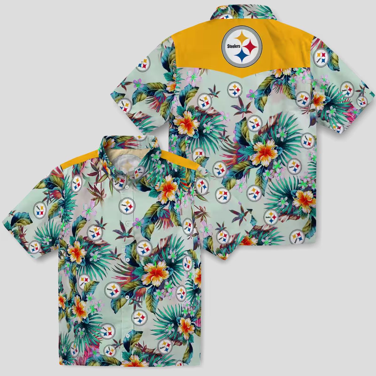 Pittsburgh Steelers Green Foliage Shirt, Tropical NFL Hawaiian Aloha for Game Day & Vacation