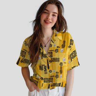 Pittsburgh Steelers Hawaiian Shirt - Gold Tribal Design for Men & Women NFL Fans