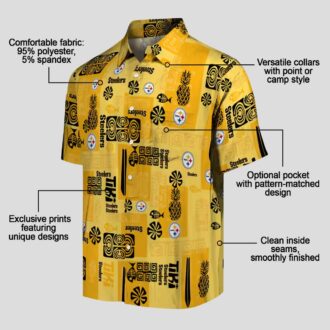 Pittsburgh Steelers Hawaiian Shirt - Gold Tribal Design for Men & Women NFL Fans