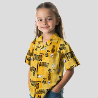 Pittsburgh Steelers Hawaiian Shirt - Gold Tribal Design for Men & Women NFL Fans