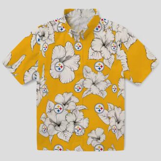 Pittsburgh Steelers Hibiscus Blooms Hawaiian Shirt, Best Summer Vacation Outfit