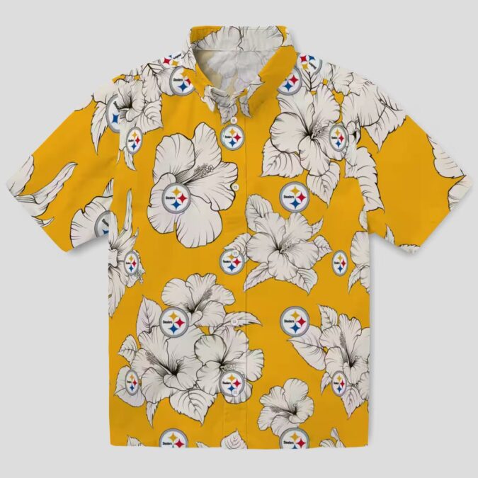Pittsburgh Steelers Hibiscus Blooms Hawaiian Shirt, Best Summer Vacation Outfit