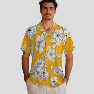 Pittsburgh Steelers Hibiscus Blooms Hawaiian Shirt, Best Summer Vacation Outfit