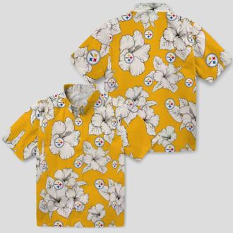 Pittsburgh Steelers Hibiscus Blooms Hawaiian Shirt, Best Summer Vacation Outfit