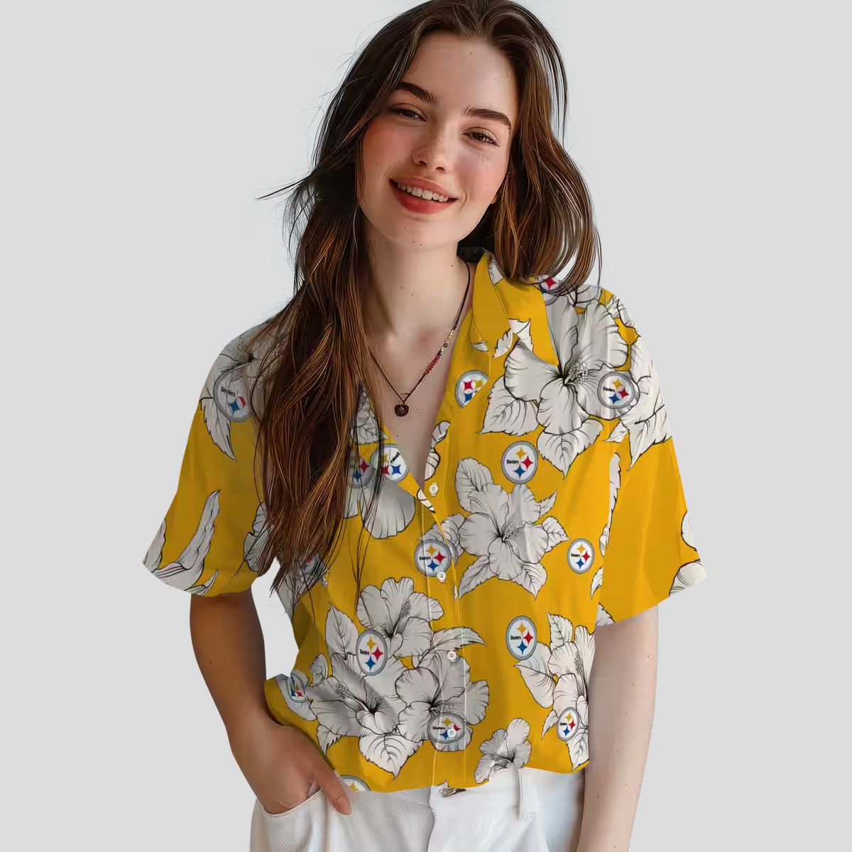 Pittsburgh Steelers Hibiscus Blooms Hawaiian Shirt, Best Summer Vacation Outfit