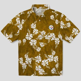 Pittsburgh Steelers Hibiscus Clusters Aloha Shirt, Summer Hawaiian Outfit