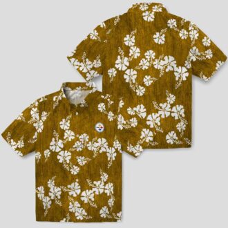 Pittsburgh Steelers Hibiscus Clusters Aloha Shirt, Summer Hawaiian Outfit