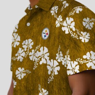 Pittsburgh Steelers Hibiscus Clusters Aloha Shirt, Summer Hawaiian Outfit