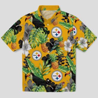 Pittsburgh Steelers Hibiscus Pineapple Shirt - Tropical Toucan Aloha Hawaiian Style