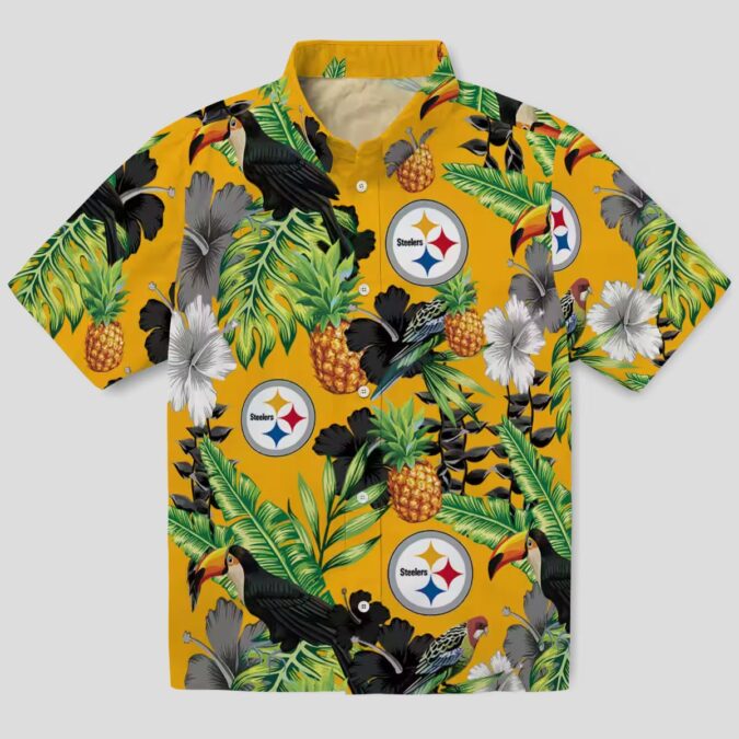 Pittsburgh Steelers Hibiscus Pineapple Shirt - Tropical Toucan Aloha Hawaiian Style