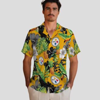 Pittsburgh Steelers Hibiscus Pineapple Shirt - Tropical Toucan Aloha Hawaiian Style