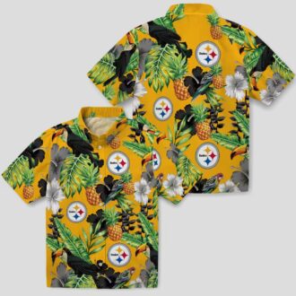 Pittsburgh Steelers Hibiscus Pineapple Shirt - Tropical Toucan Aloha Hawaiian Style
