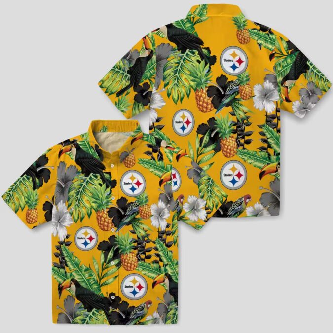 Pittsburgh Steelers Hibiscus Pineapple Shirt - Tropical Toucan Aloha Hawaiian Style