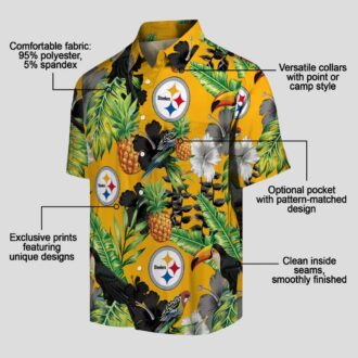 Pittsburgh Steelers Hibiscus Pineapple Shirt - Tropical Toucan Aloha Hawaiian Style