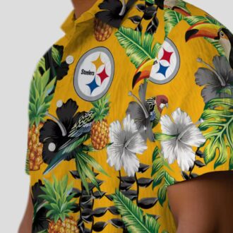 Pittsburgh Steelers Hibiscus Pineapple Shirt - Tropical Toucan Aloha Hawaiian Style