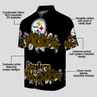 Pittsburgh Steelers Hibiscus Stripe Hawaiian Shirt - Gold & Black Aloha Outfit