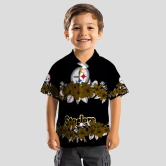 Pittsburgh Steelers Hibiscus Stripe Hawaiian Shirt - Gold & Black Aloha Outfit