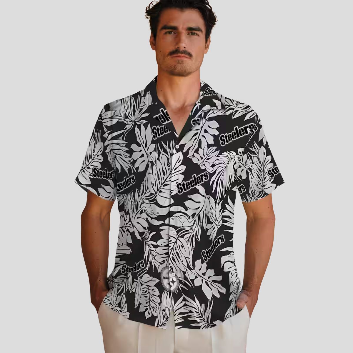 Pittsburgh Steelers Monstera Leaf Hawaiian Shirt, Tropical Beach Shirt for Fans