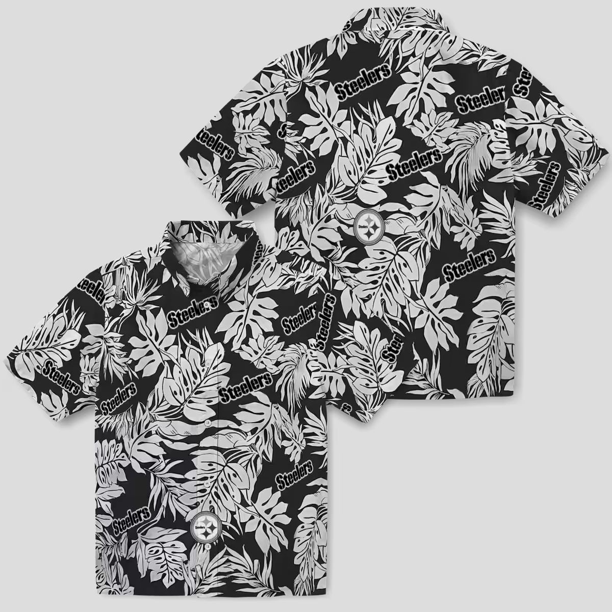 Pittsburgh Steelers Monstera Leaf Hawaiian Shirt, Tropical Beach Shirt for Fans