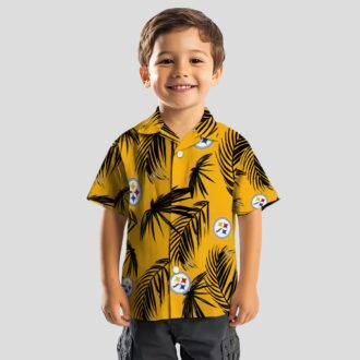 Pittsburgh Steelers Palm Leaf Hawaiian Shirt, NFL Gold Tropical Aloha Summer Shirt for Fans