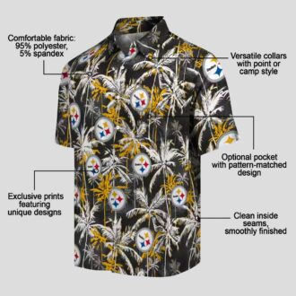 Pittsburgh Steelers Palm Print Hawaiian Shirt, Gold Black NFL Team Shirt for Tailgate