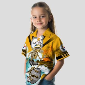 Pittsburgh Steelers Surfing Skeleton Hawaiian Shirt, Summer Beach & Game Day Wear