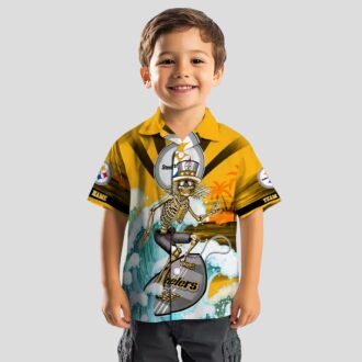 Pittsburgh Steelers Surfing Skeleton Hawaiian Shirt, Summer Beach & Game Day Wear