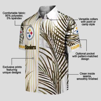 Pittsburgh Steelers Tropical Palm Stripes Shirt, NFL Black & Gold Hawaiian Beachwear