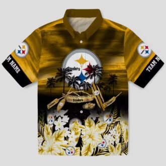 Pittsburgh Steelers Tropical Shirt - Summer Gold Canoe Hawaiian Style