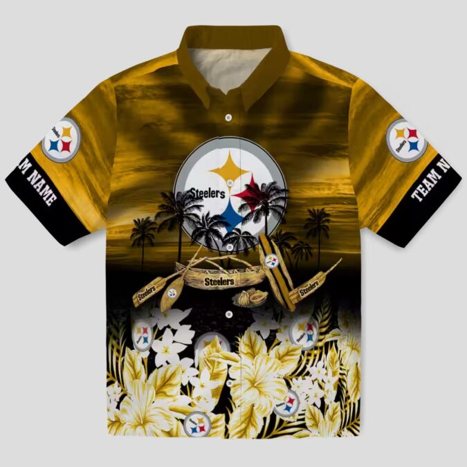 Pittsburgh Steelers Tropical Shirt - Summer Gold Canoe Hawaiian Style
