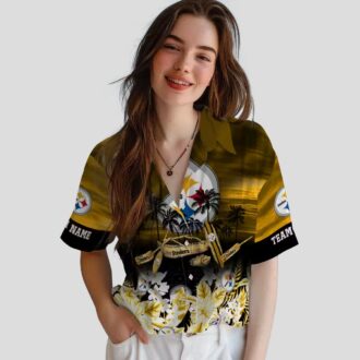 Pittsburgh Steelers Tropical Shirt - Summer Gold Canoe Hawaiian Style