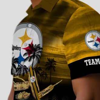 Pittsburgh Steelers Tropical Shirt - Summer Gold Canoe Hawaiian Style